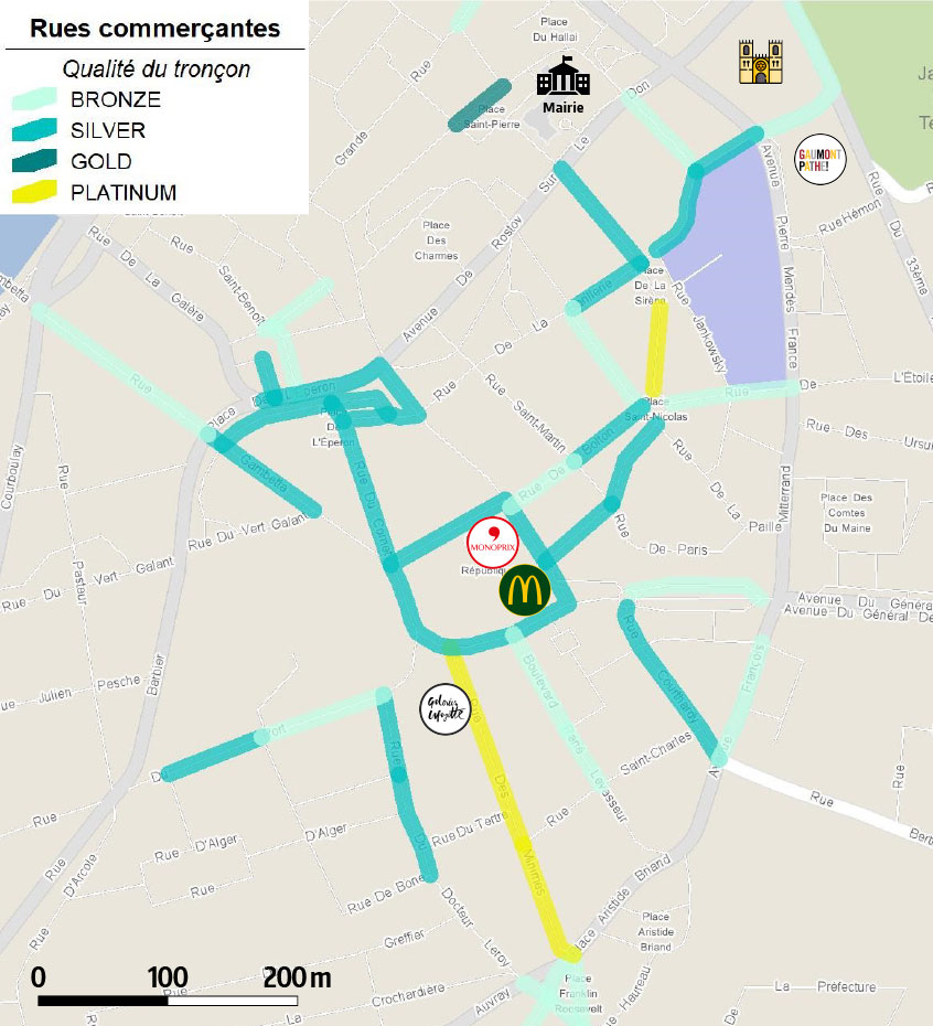 Centre commercial Les Jacobins : carte des rues commerçantes